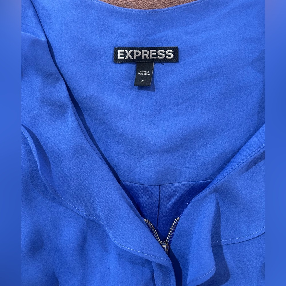 Express Vibrant Blue Ruffle Romper - Picture 4 of 7
